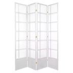 7 ft. Tall Double Cross Shoji Screen - White (4 Panels): Oriental Furniture, Hardwood Frame, Metal Hardware