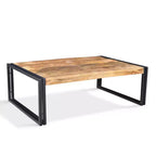 42" Handcrafted Reclaimed Wood Coffee Table - Timbergirl: Rustic Mango Wood, Industrial Iron Frame, Antiqued Finish