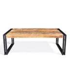 Mesa de centro artesanal de madera de mango recuperada de 42" – Estructura de hierro industrial rústico