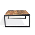 Mesa de centro artesanal de madera de mango recuperada de 42" – Estructura de hierro industrial rústico