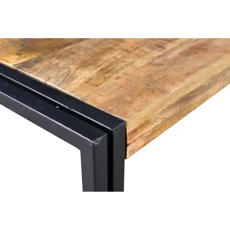 Mesa de centro artesanal de madera de mango recuperada de 42" – Estructura de hierro industrial rústico