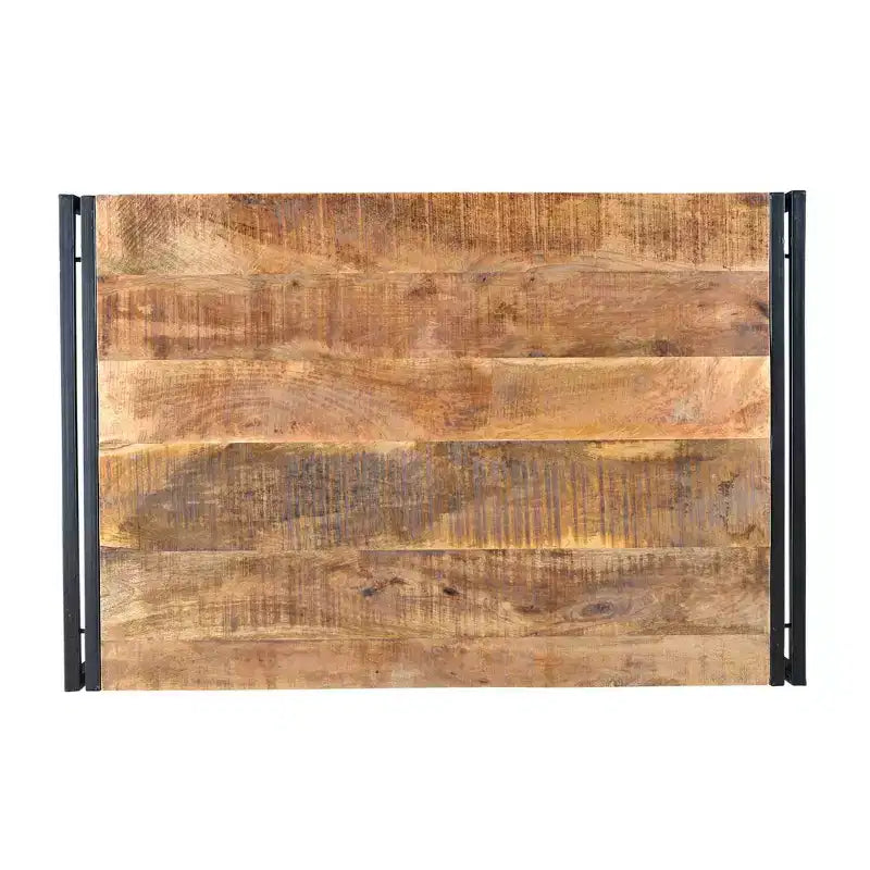 Mesa de centro artesanal de madera de mango recuperada de 42" – Estructura de hierro industrial rústico