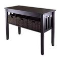 Morris Console Table with Baskets, Farmhouse Style Storage, Corn Husk - Winsome