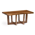 Mesa de centro de madera maciza de acacia con borde natural de 42" – Marrón natural, acabado no tóxico, base de forma