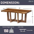 Mesa de centro de madera maciza de acacia con borde natural de 42" – Marrón natural, acabado no tóxico, base de forma