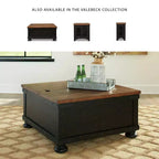 Mesa de centro cuadrada elevable – Negro/marrón, rústica de dos tonos, chapado de pino, base de 4 patas