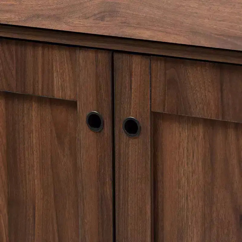 Gabinete de entrada de 2 puertas de nogal con organizador de zapatos – Estilo moderno de mediados de siglo, 10 pares