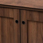 Gabinete de entrada de 2 puertas de nogal con organizador de zapatos – Estilo moderno de mediados de siglo, 10 pares