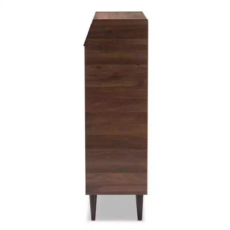 Gabinete de entrada de 2 puertas de nogal con organizador de zapatos – Estilo moderno de mediados de siglo, 10 pares