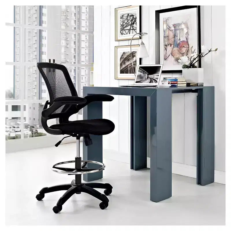 Taburete ergonómico de dibujo con reposabrazos abatibles – Malla transpirable, altura ajustable, 150 kg