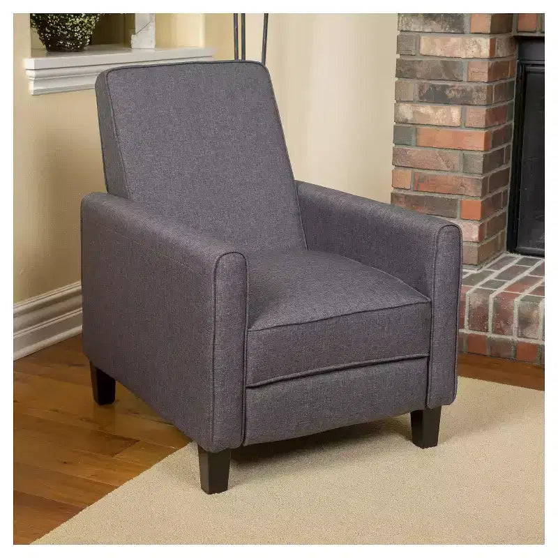 Sillón reclinable tapizado de tela – Patas de abedul macizo, reposabrazos acolchados, marrón oscuro