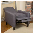 Sillón reclinable tapizado de tela – Patas de abedul macizo, reposabrazos acolchados, marrón oscuro