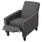 Sillón reclinable tapizado de tela – Patas de abedul macizo, reposabrazos acolchados, marrón oscuro