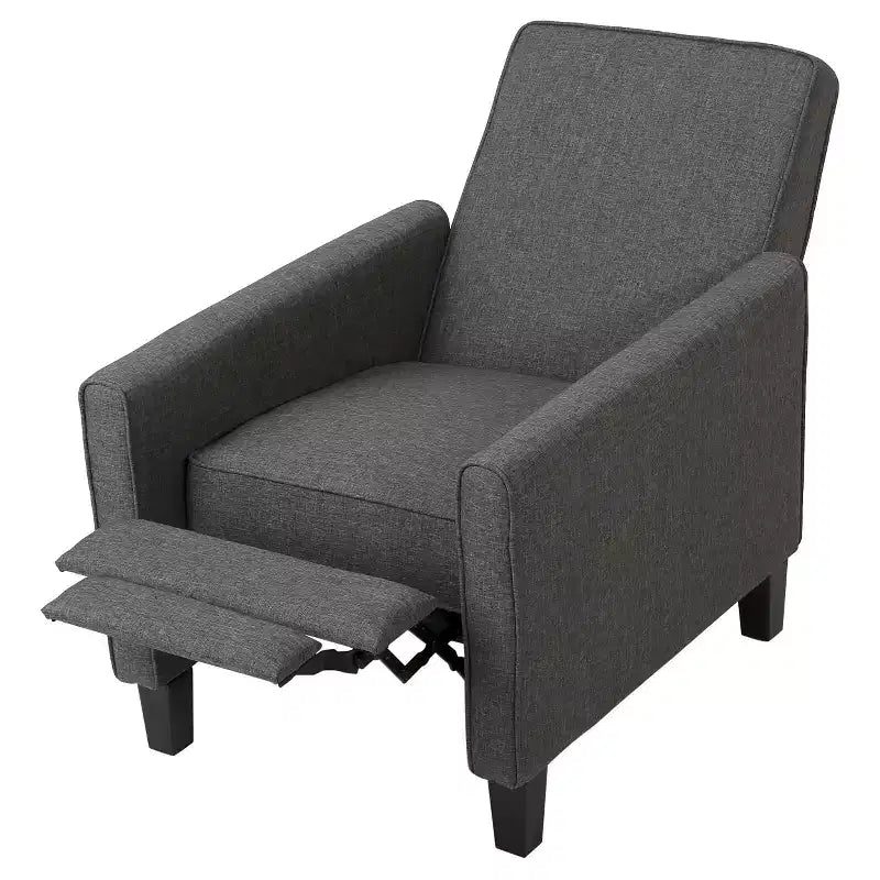 Sillón reclinable tapizado de tela – Patas de abedul macizo, reposabrazos acolchados, marrón oscuro