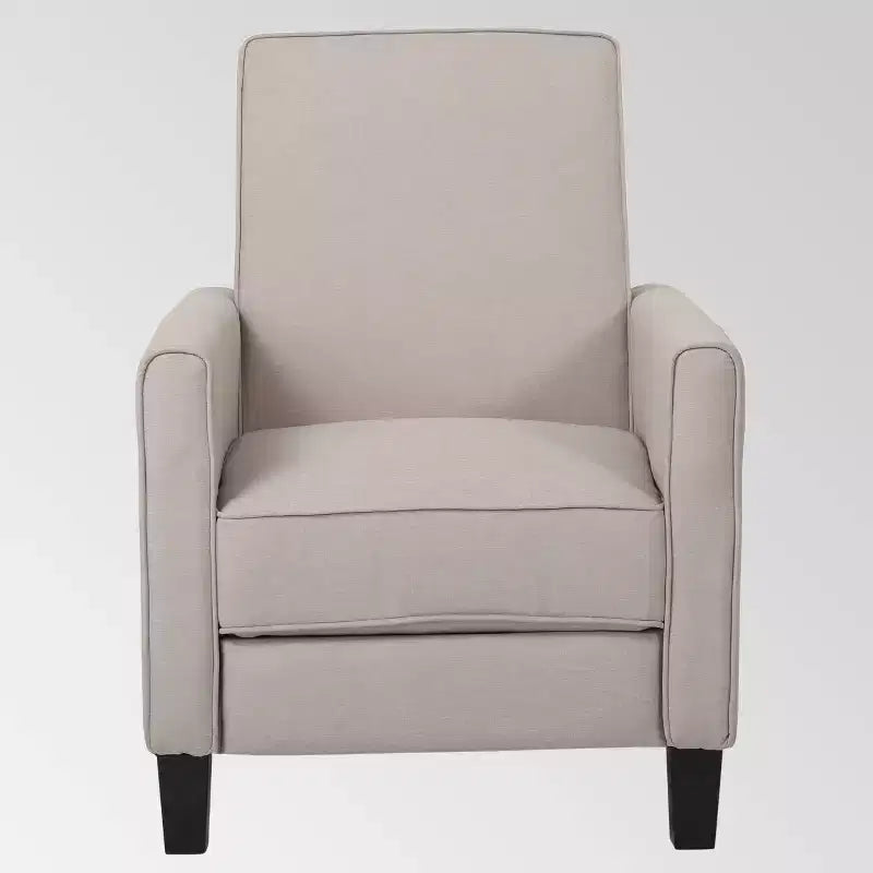 Sillón reclinable tapizado de tela – Patas de abedul macizo, reposabrazos acolchados, marrón oscuro
