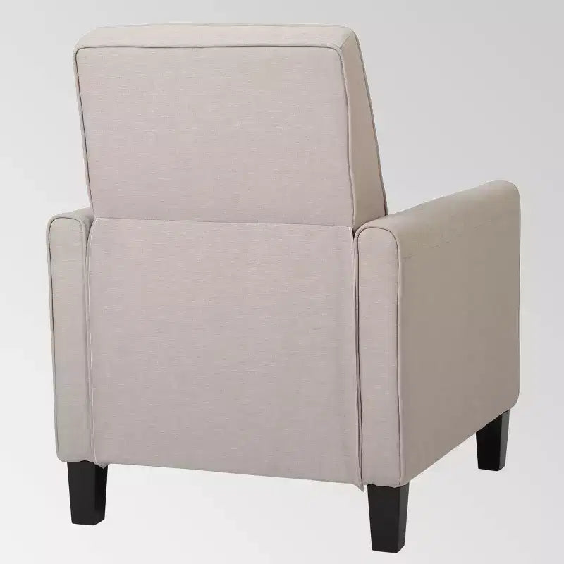 Sillón reclinable tapizado de tela – Patas de abedul macizo, reposabrazos acolchados, marrón oscuro
