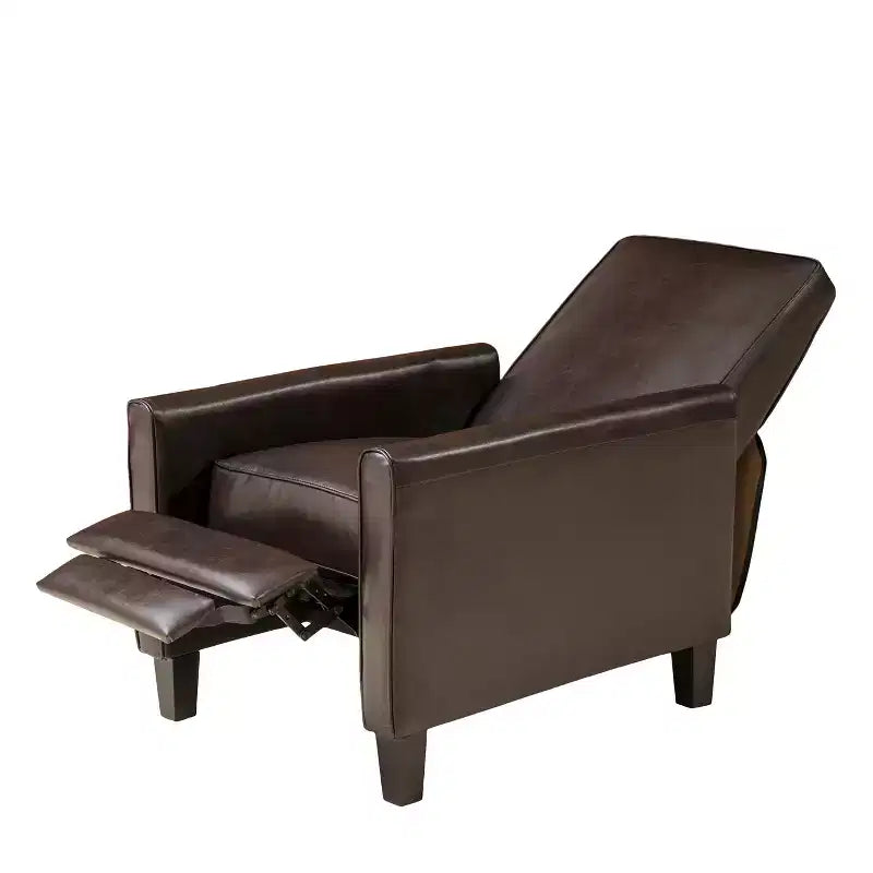 Sillón reclinable tapizado de tela – Patas de abedul macizo, reposabrazos acolchados, marrón oscuro