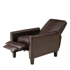 Sillón reclinable tapizado de tela – Patas de abedul macizo, reposabrazos acolchados, marrón oscuro