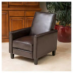 Sillón reclinable tapizado de tela – Patas de abedul macizo, reposabrazos acolchados, marrón oscuro
