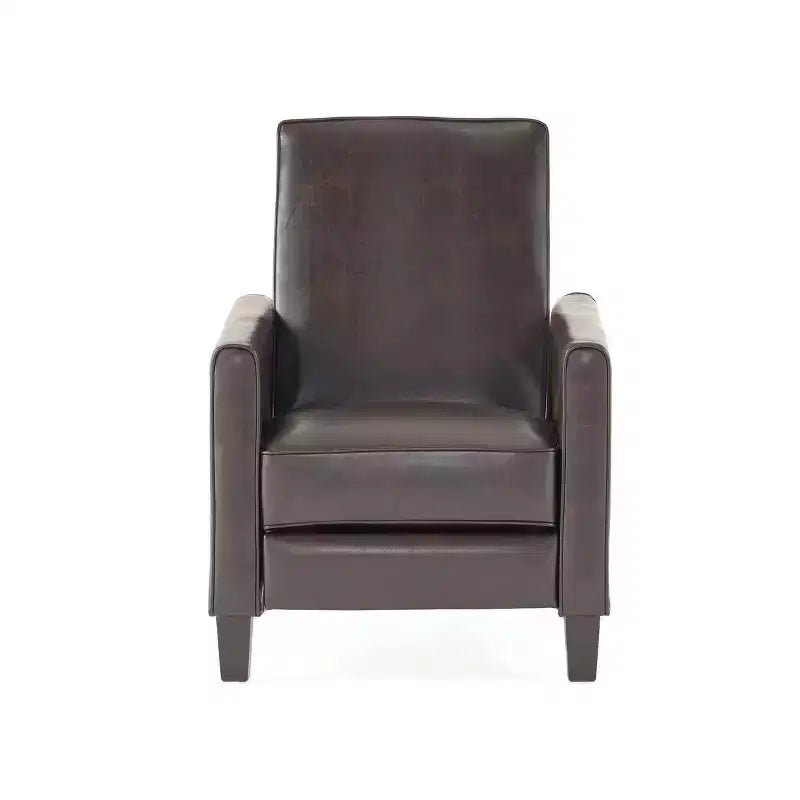 Sillón reclinable tapizado de tela – Patas de abedul macizo, reposabrazos acolchados, marrón oscuro