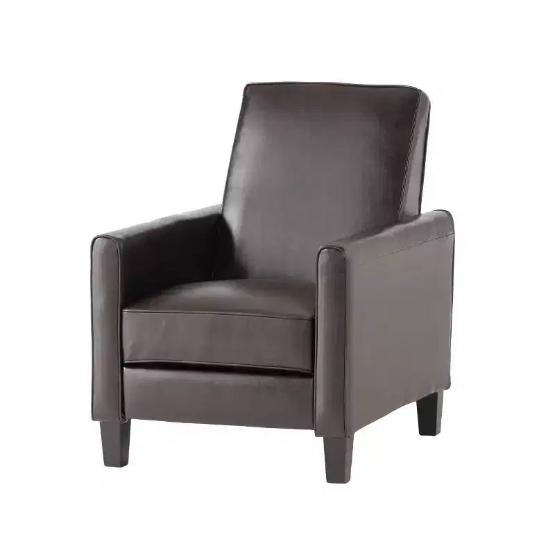 Sillón reclinable tapizado de tela – Patas de abedul macizo, reposabrazos acolchados, marrón oscuro