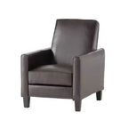 Sillón reclinable tapizado de tela – Patas de abedul macizo, reposabrazos acolchados, marrón oscuro