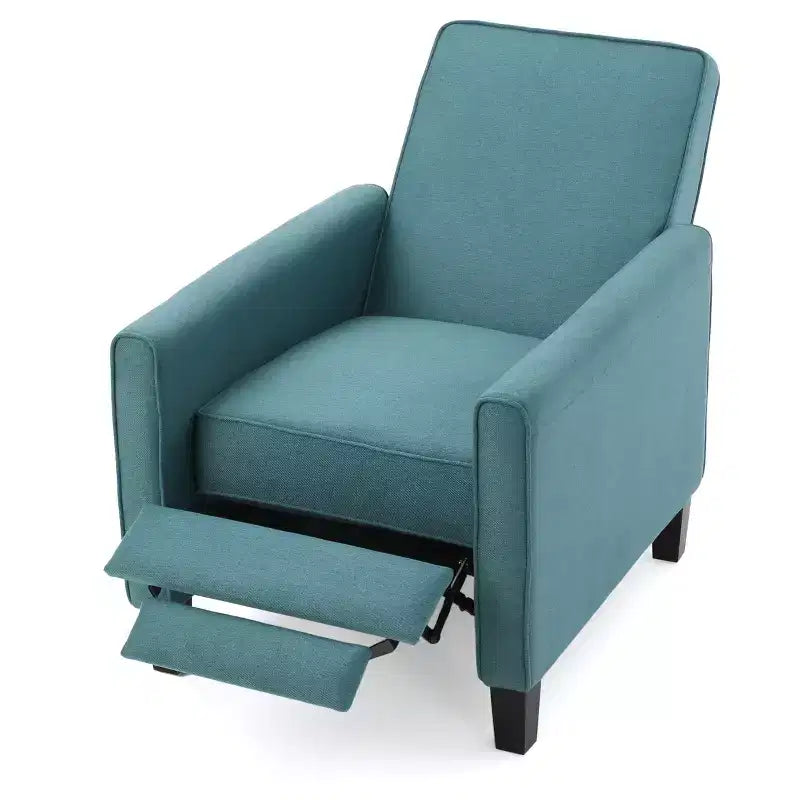 Sillón reclinable tapizado de tela – Patas de abedul macizo, reposabrazos acolchados, marrón oscuro