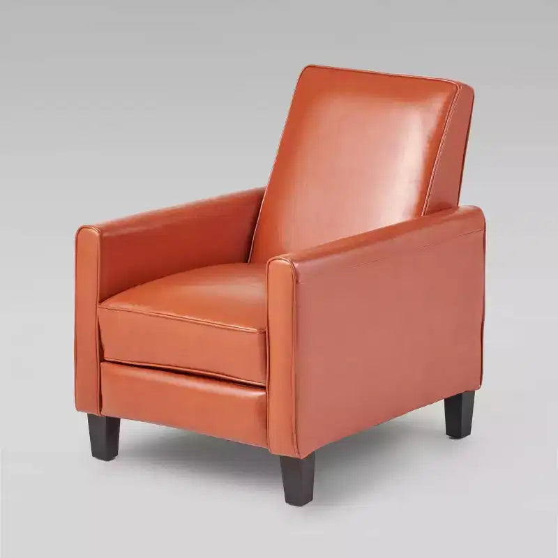 Sillón reclinable tapizado de tela – Patas de abedul macizo, reposabrazos acolchados, marrón oscuro