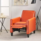 Sillón reclinable tapizado de tela – Patas de abedul macizo, reposabrazos acolchados, marrón oscuro