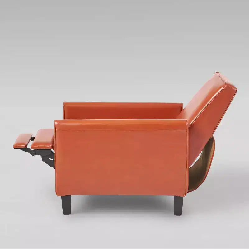 Sillón reclinable tapizado de tela – Patas de abedul macizo, reposabrazos acolchados, marrón oscuro