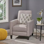 Sillón reclinable tapizado de tela – Patas de abedul macizo, reposabrazos acolchados, marrón oscuro