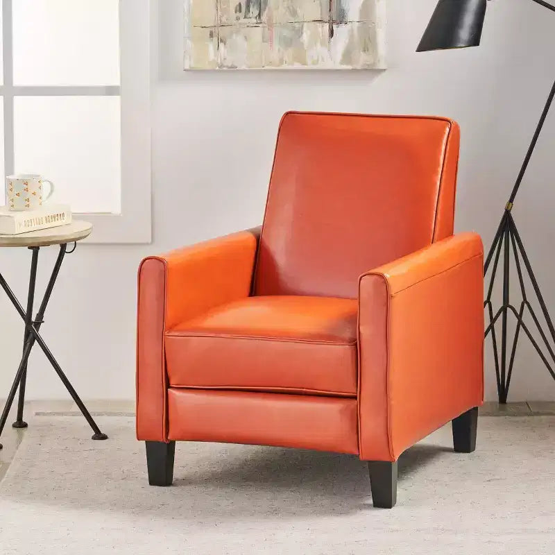 Sillón reclinable tapizado de tela – Patas de abedul macizo, reposabrazos acolchados, marrón oscuro