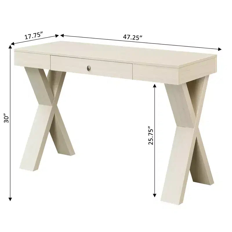Escritorio de madera con cajón – Patas en forma de X, almacenamiento superior, compuesto de MDF