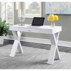Escritorio de madera con cajón – Patas en forma de X, almacenamiento superior, compuesto de MDF