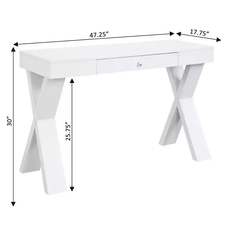Escritorio de madera con cajón – Patas en forma de X, almacenamiento superior, compuesto de MDF