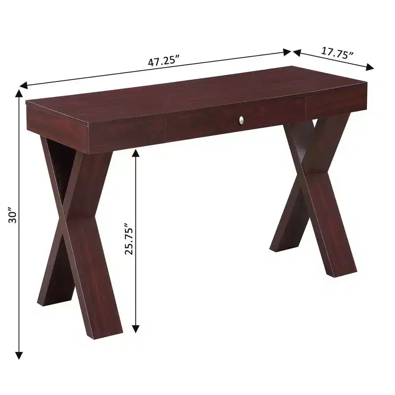 Escritorio de madera con cajón – Patas en forma de X, almacenamiento superior, compuesto de MDF