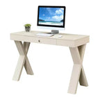 Escritorio de madera con cajón – Patas en forma de X, almacenamiento superior, compuesto de MDF