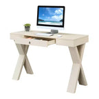 Escritorio de madera con cajón – Patas en forma de X, almacenamiento superior, compuesto de MDF