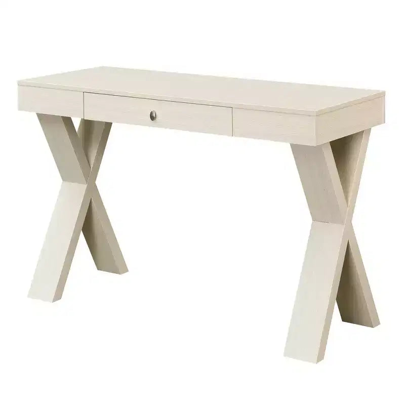 Escritorio de madera con cajón – Patas en forma de X, almacenamiento superior, compuesto de MDF