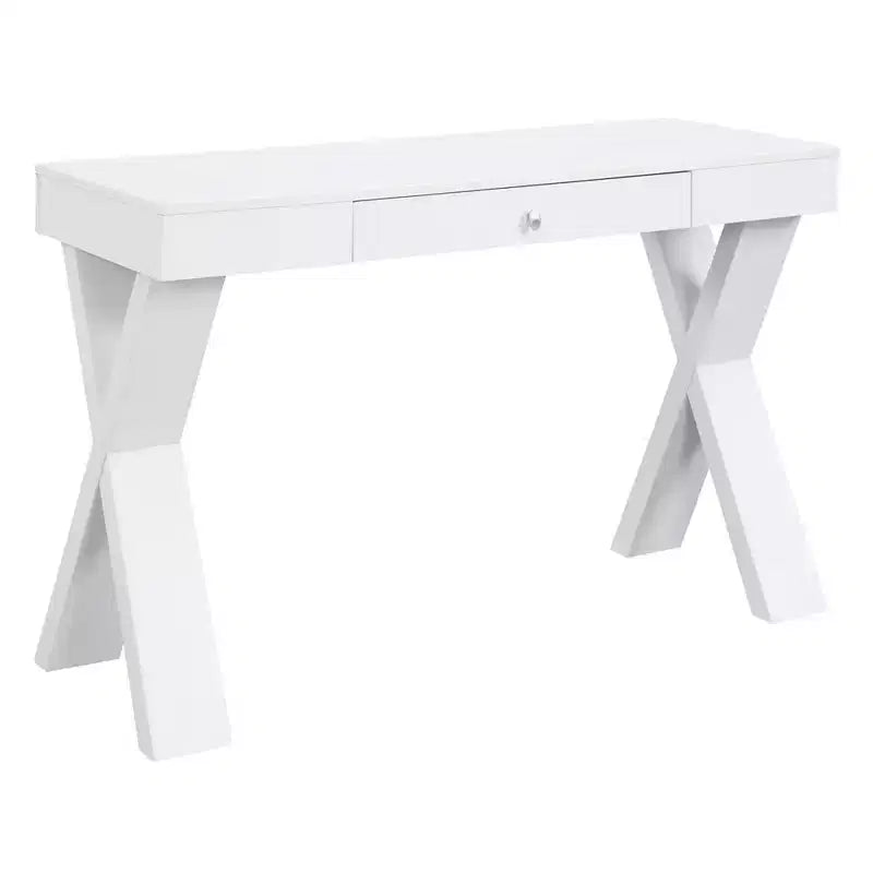 Escritorio de madera con cajón – Patas en forma de X, almacenamiento superior, compuesto de MDF