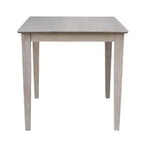 Mesa de comedor cuadrada de madera maciza de 30"x30" – Gris envejecido, con parte superior tipo bloque de carnicero, patas Shaker