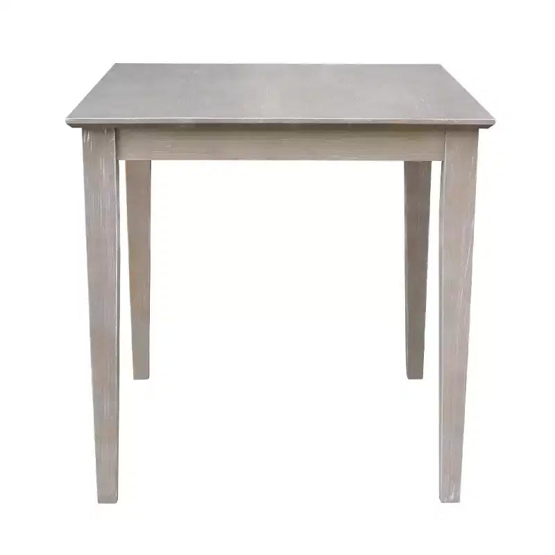 Mesa de comedor cuadrada de madera maciza de 30"x30" – Gris envejecido, con parte superior tipo bloque de carnicero, patas Shaker