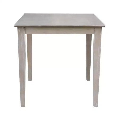 Mesa de comedor cuadrada de madera maciza de 30"x30" – Gris envejecido, con parte superior tipo bloque de carnicero, patas Shaker