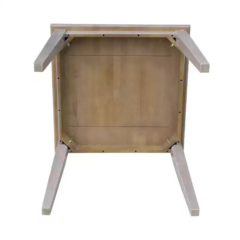 Mesa de comedor cuadrada de madera maciza de 30"x30" – Gris envejecido, con parte superior tipo bloque de carnicero, patas Shaker