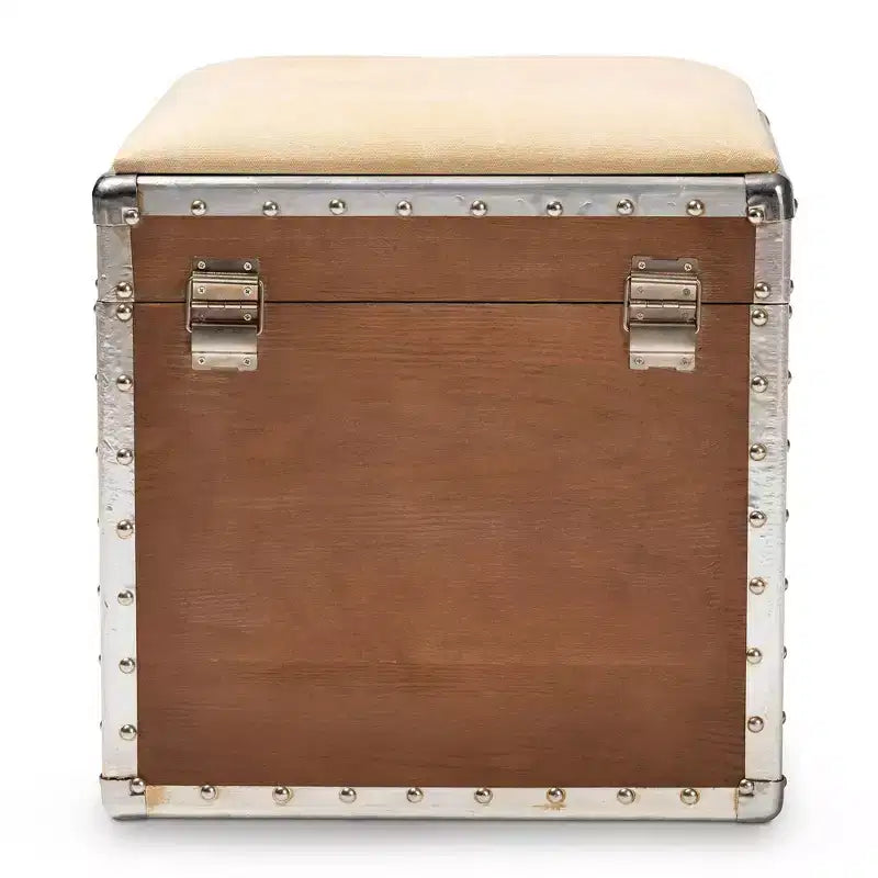 Puf otomano cuadrado marrón claro, estilo antiguo, capacidad para 1 persona