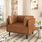 39.17W Vintage PU Leather Lounge Chair with Solid Wood Frame and Steel Legs - ModernLuxe
