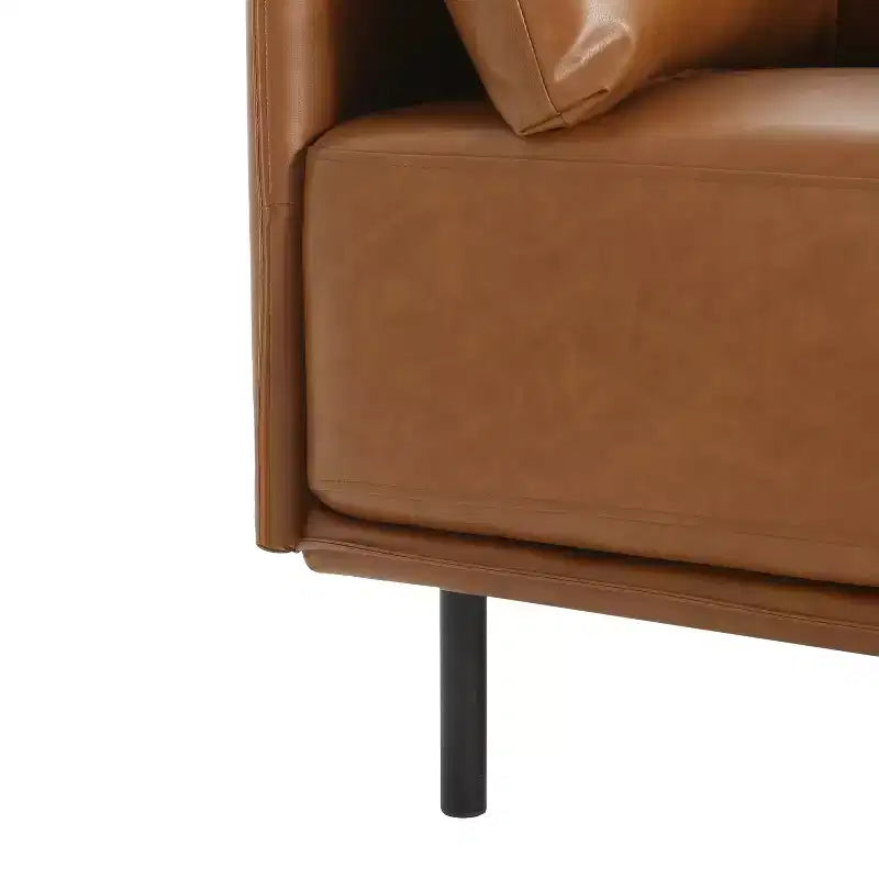 Sillón decorativo de polipiel marrón, estilo vintage, de una plaza