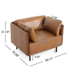 Sillón decorativo de polipiel marrón, estilo vintage, de una plaza