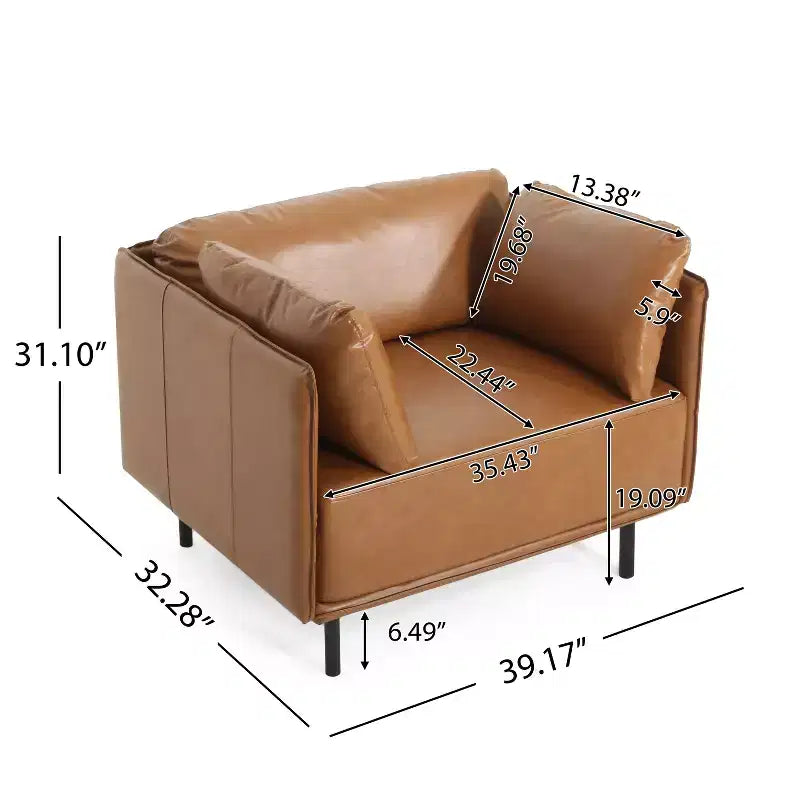 Sillón decorativo de polipiel marrón, estilo vintage, de una plaza