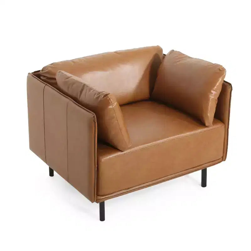 Sillón decorativo de polipiel marrón, estilo vintage, de una plaza